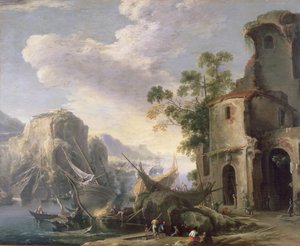 View of a Bay by Salvator Rosa